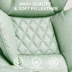 COMHOMA Big and Tall Office Chair, High Back Leather Gaming Chair with Footrest, Executive Ergonomic Office Chairs with Pocket Spring Lumbar Support and with Outward Fixed Soft Armrests