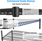 5 Tier 7500lbs Capacity NSF Metal Shelf Wire Shelving Unit, Heavy Duty Adjustable Storage Rack with Wheels & Shelf Liners for Commercial Grade Utility Steel Storage Rack, Black - 82"H x 60"L x 24"D