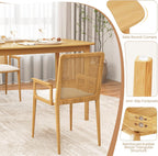 Giantex Dining Table for 4, 48" Rectangular Kitchen Table with Solid Rubber Wood Legs & Spacious Tabletop, Wooden Dinner Table for Living Dining Room, Dinette (Natural)