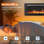 72-Inch Recessed Electric Fireplace, Wall Mounted, Remote Control, 12 Flame Colors, 750/1500W Heater, Multicolor, Log & Crystal, Black