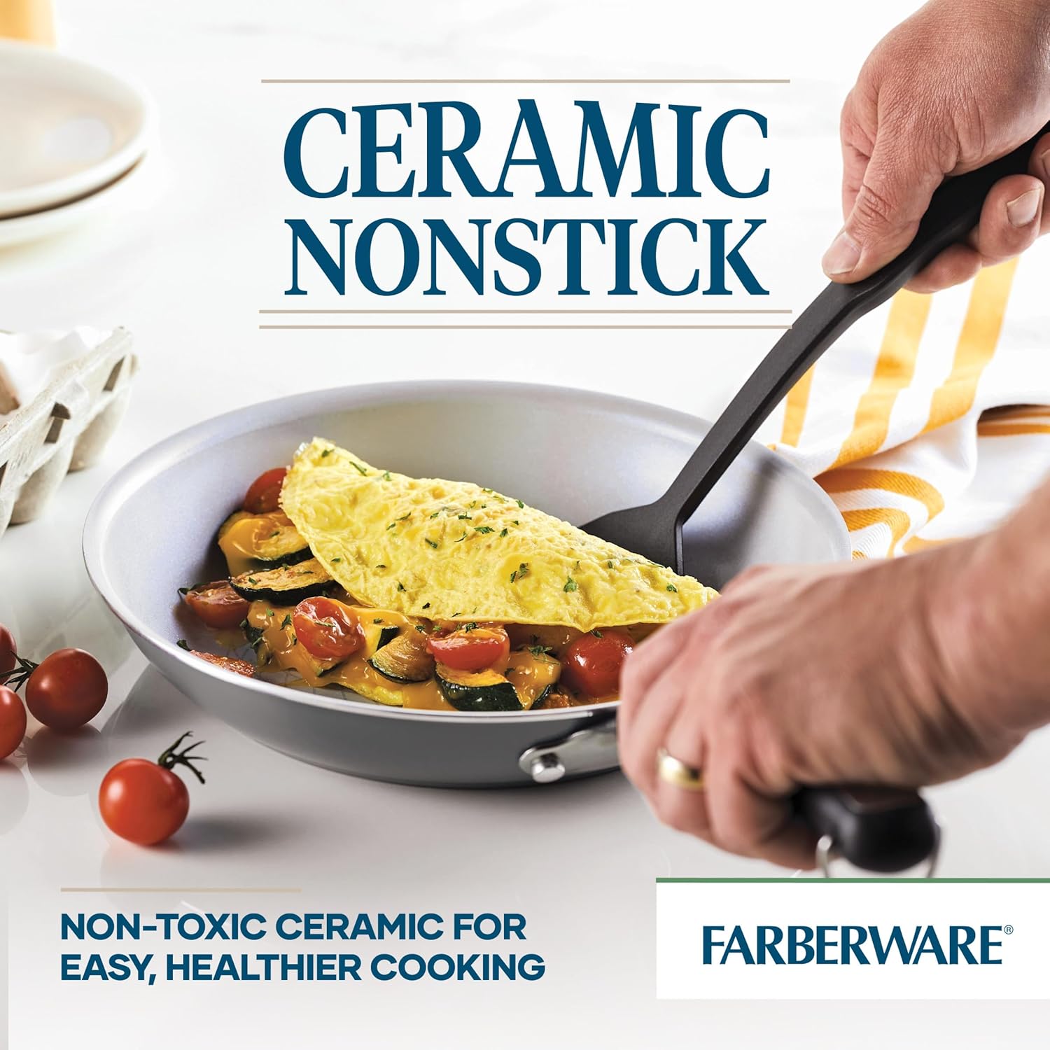 Farberware EcoAdvantage Ceramic Nonstick Cookware/Pots and Pans Set, 13 Piece - Gray
