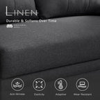 Dreamzie L Shaped Sectional Sleeper Sofa with Storage Chaise, 3 Seater Pull Out Couch for Living Room, Convertible Sofa Bed Couch with Charging Ports for Apartment, Office - Dark Grey | Linen