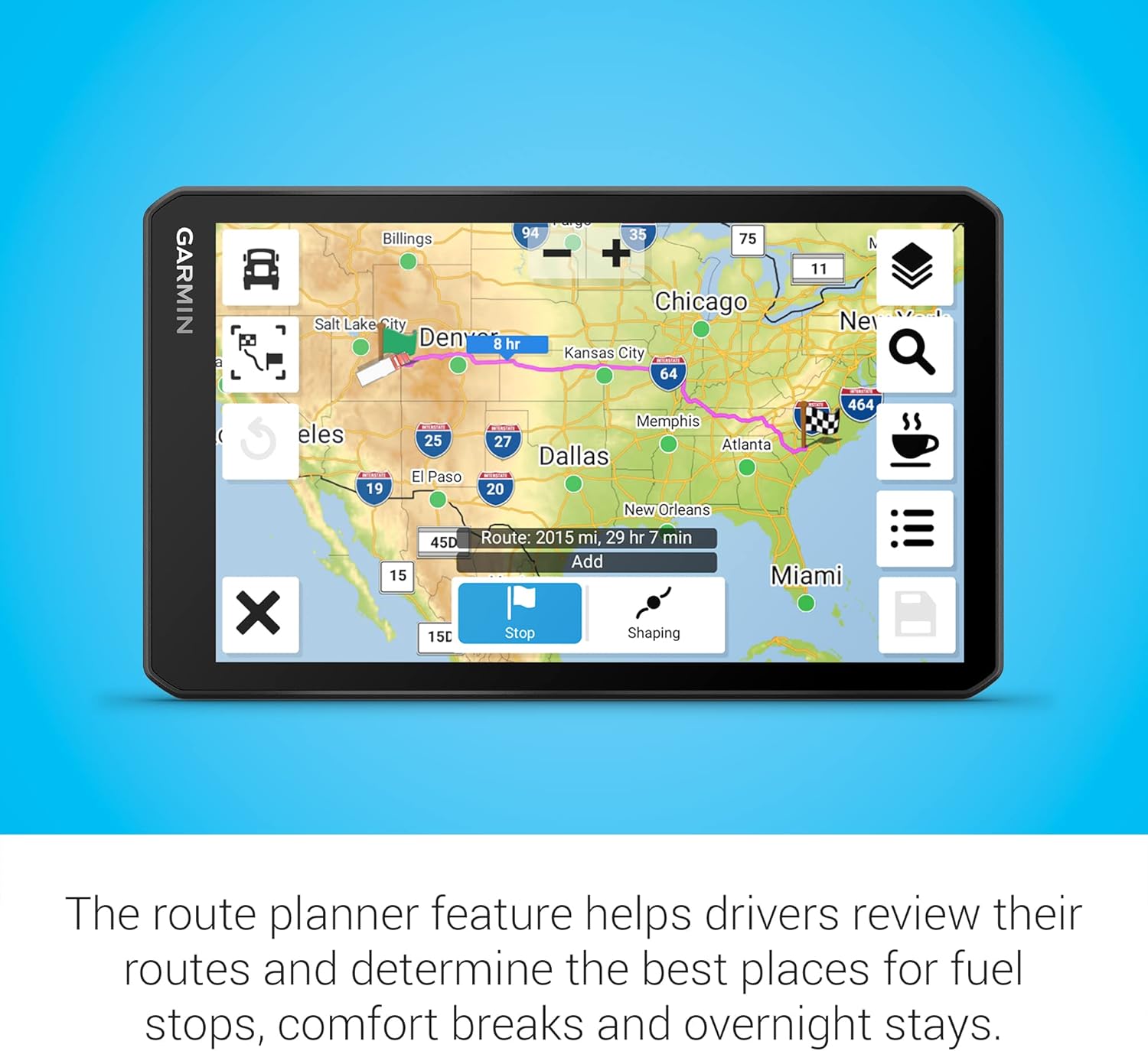 Garmin dezl OTR710  Large  Easy-to-Read 7 inch GPS Truck Navigator  Custom Routing  High-Resolution Birdseye Satellite Imagery  Directory of Trucking & Trailer Services (Renewed)