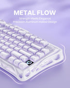 GravaStar Mercury K1 Purple 75% Wireless Mechanical Keyboard – Tri-Mode BT5.0/2.4GHz/USB-C Gaming Keyboard, Jelly Keycaps, Linear Switches, RGB Backlit Creamy Keyboard for PC/Mac, Cute & Stylish
