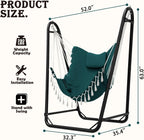Hammock Chair with Stand,Heavy-Duty Hanging Chair with Stand, for Indoor Outdoor,Sturdy Swing Chair Stand Max Load 350 pounds(Hammock Chair Included) (Green)