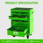 5 Drawers Tool Cart on Wheels, Multifunctional Rolling Tool Chest, Drawers Mobile Trolley Organizer Heavy Duty Tools Box with Locking Wheels & Ball Bearing Drawers (Green, 5 Drawers)