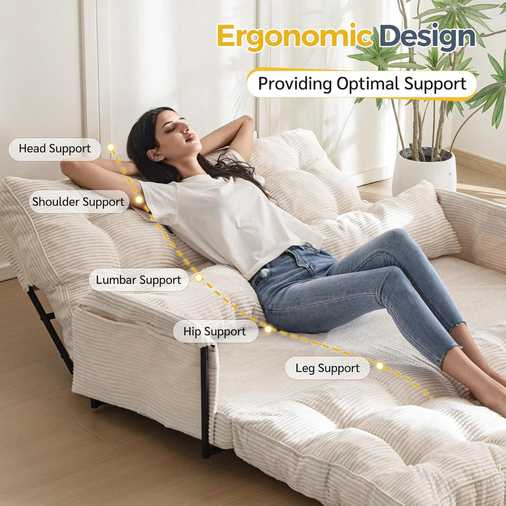 MAXYOYO Adjustable Floor Sofa Couch, Multi-Functional Bean Bag Bed, Loveseat Floor Couch Foldable Lazy Sofa Sleeper Bed for Reading Living Room, Beige