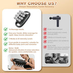 16 Head Deep Tissue Massage Gun, Percussion Muscle Massager with 3 Modes & 30 Intensities, Ultra-Quiet Massage Gun for Back,Shoulders, Legs, Foot, Muscle Pain Relief, Ideal Gift for Men Women