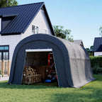 HOMPUS 10x20 Heavy Duty Carport, 180G PE Waterproof Canopy, Load Garage Shelter, Outdoor Storage Tent for Cars/Trucks/Boats/Equipment with Double Roll-Up Doors & Ground Anchors