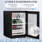 Coffee Bar Cabinet with Fridge (Fridge Included), Large Liquor Bar Cabinet with LED Lights, Glass Holder & Wine Rack, Wine Cabinet with Human Body Sensor, Buffet Sideboard for Home, Black