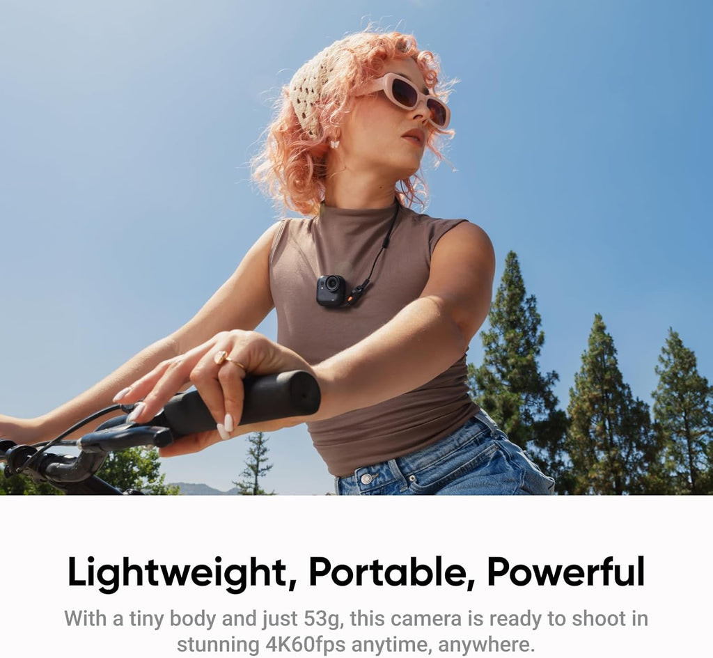 Insta360 GO Ultra - Small 4K Vlogging Camera  Hands-Free  POV Cam  1/1.28" Sensor  53g Lightweight  156° FOV  200 Min Battery Life  Magnetic Wearable Action Camera for Sports  Vlog .Midnight Black