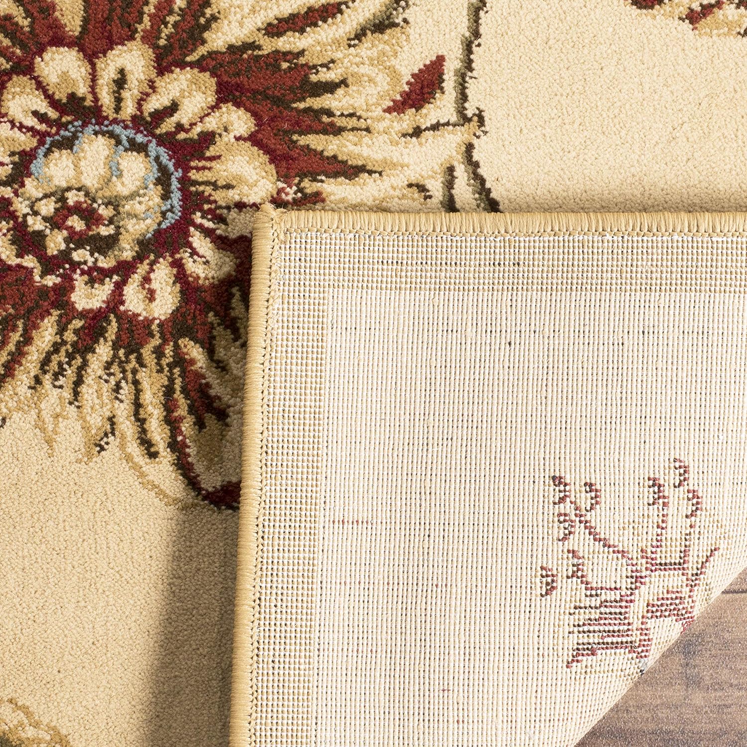 SAFAVIEH Lyndhurst Collection Area Rug - 8' x 11', Ivory & Multi, Traditional Floral Design, Non-Shedding & Easy Care, Ideal for High Traffic Areas in Living Room, Bedroom (LNH552-1291)