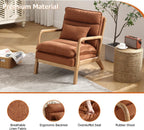 INZOY Accent Chairs Set of 2, Mid Century Modern Accent Chair with Wood Frame, Upholstered Reading Armchair with Waist Cushion, Side Chair for Living Room Bedroom Office, Easy Assembly, Brown