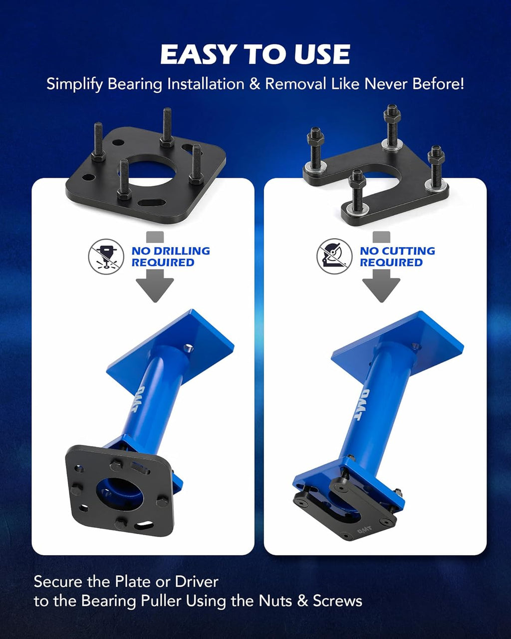 Orion Motor Tech Rear Axle Bearing Puller and Installer, Wheel Bearing Removal Tool Compatible with 1995-1998 T100 1995-2004 Tacoma 1995-2020 4Runner 2000-2006 Tundra and 2004-2012 Hilux Pick-up