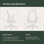 Branch Verve Chair - High Performance Executive Office Chair with Contoured Back and Adjustable Lumbar Support - High Density Foam Cushion and 3D Knit Back - Fits 5' to 6', Up to 275 lbs, Wheat
