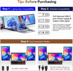15.6" Detachable Laptop Screen Extender  FHD 1080P IPS Dual/Triple Portable Monitor for Laptop  USB-C/HDMI Plug & Play  Multi/Extra Travel Display Computer Monitor for 12-18.5" Win/Mac/Android-S9H