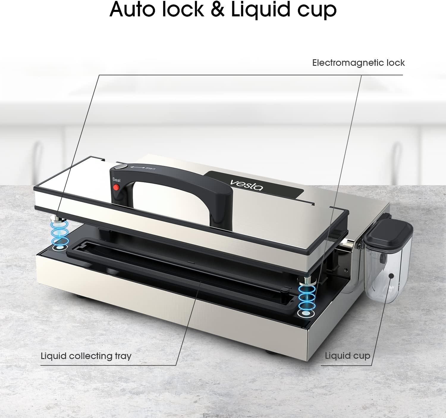 Vesta Precision Food Saver Vacuum Sealer Machine, 95kPa Commercial Grade Vacuum Sealer for Food, 12" Wide Sealing Bar & Smart Seal Design, Ideal for Sous Vide, includes Patented Cutter Box with Bags