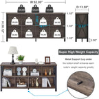 FATORRI 8 Cube Storage Organizer Bookshelf, 62 Inch Rustic Wood Horizontal Bookcase, Industrial Cube Long Book Shelf for Living Room (Walnut Brown)
