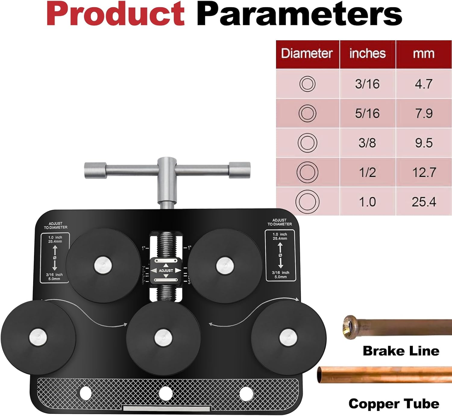 Tubing Straightener Tool for 3/16" to 1.0" Diameters - Universal Brake Line Straightener Compatible with Fuel Lines, Soft Aluminum, Copper Tubing Includes PEX Straightener & Pipe Straightener