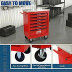6-Drawer Rolling Tool Chest with Stainless Steel Countertop,Tool Chest with Secure Locking System,Mobile Storage Tool Cabinet with 360°Wheels and Padded Feet,for Home,Garage (Red)