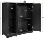 Yaheetech Wooden Bathroom Floor Cabinet, Side Storage Organizer Cabinet with 4 Drawers & Double Doors, Freestanding Entryway Storage Unit Console Table, Bathroom Furniture Home Decor, Black