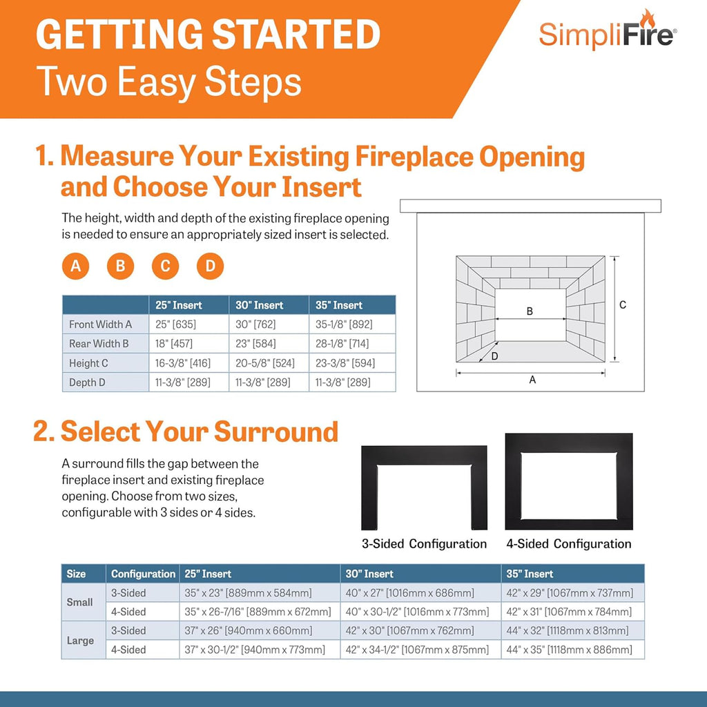 SimpliFire 25-Inch Built-in Electric Fireplace (SF-INS25)