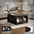 FABATO Lift Top Coffee Table, 31.5" Farmhouse Coffee Tables with Storage, Small Square Cocktail Tables, Wood Central Table for Living Room, Meeting Room, Black Oak
