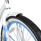 Hyper Bicycle Women's 26 In. Beach Cruiser, White with Blue Rim