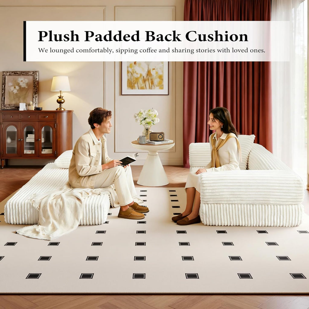Boneless Couch Versatile Couches for Living Room No-Install Sofa Bed Corduroy Futon Soft Cloud Couch with Pillows for Bedroom Game Movie