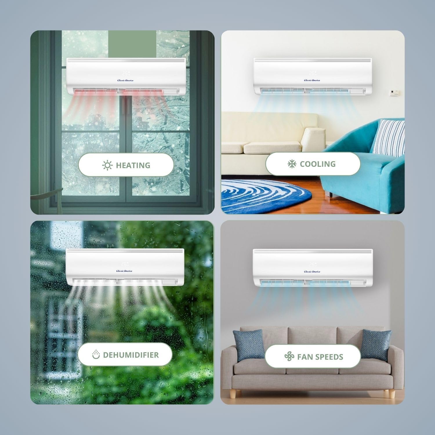 Vtronix Classic America 12000 BTU Smart Mini Split AC/Heat Pump, 19 SEER2 Inverter Ductless Wall Mount, 110/120V, Quiet 29dB, WiFi/Alexa, Pre-Charged, 16ft Line Set Kit, Up to 550 Sq Ft