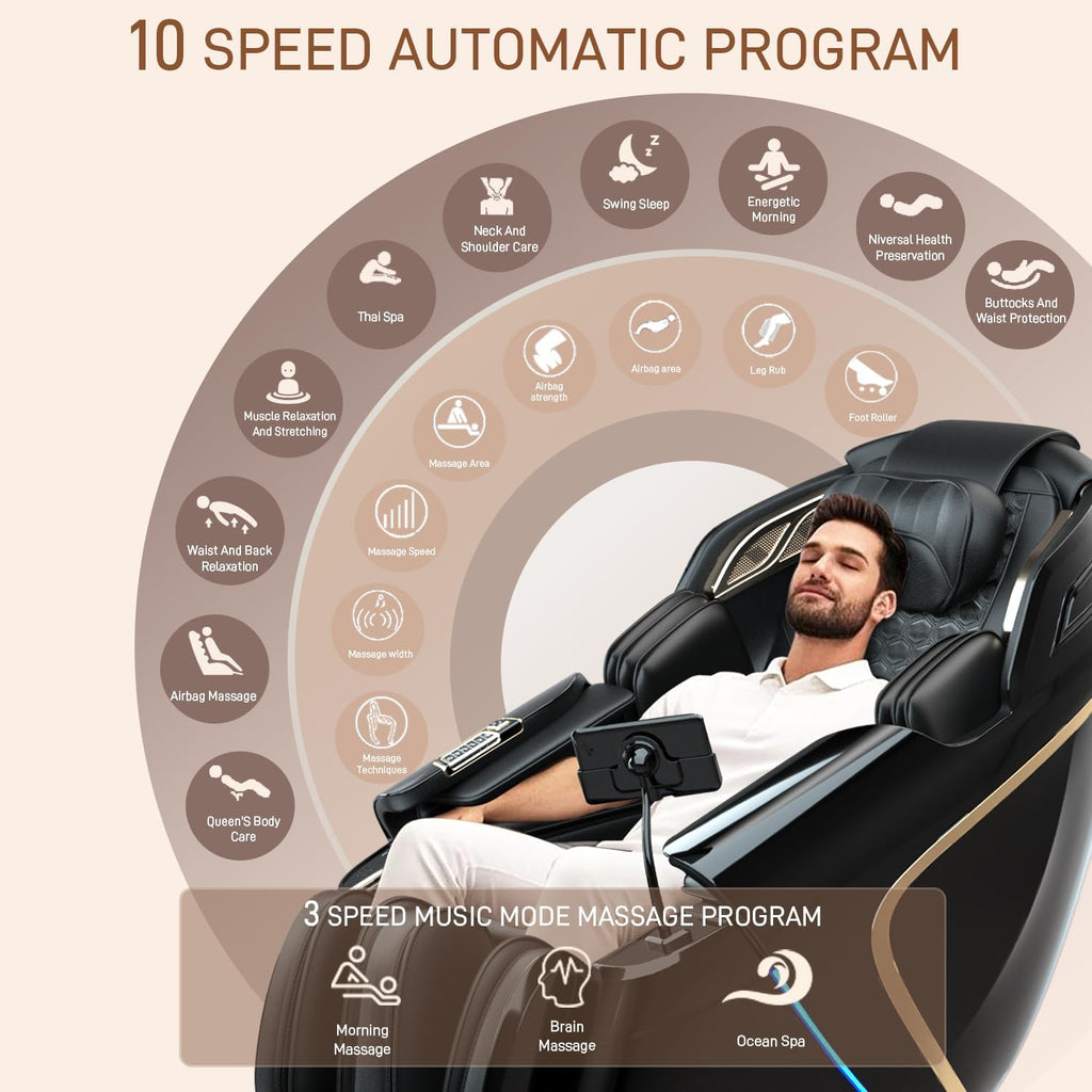 4D Zero Gravity Massage Chair,52" SL-Track Sliding Massages,AI Voice Control System,LCD Touch Screen,52 Airbags Soft Massage,Body Scan and Calfrest Extension Massage Chairs Full Body, Wireless Charger