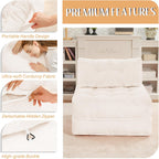 HABUTWAY Folding Sofa Bed, Convertible Sleeper Chair Bed w/Dual-Pillow & Handle, Foldable Floor Sofa Lounge w/Back Support for Living Room, Bedroom, Apartment, Office, Single, Beige