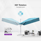 PURPLE LEAF 10 FT Right-left Tilt Patio Umbrella Swivel White Cantilever Umbrella with Tilt Aluminum Outdoor Umbrella with 360° Rotation for Deck Pool Garden, Turquoise