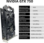 QTHREE GeForce GTX 750 Graphics Card,4GB,GDDR5,128Bit,HDMI, DVI, VGA,PC Video Card for Working,GPU,PCI Express x16,DirectX 12
