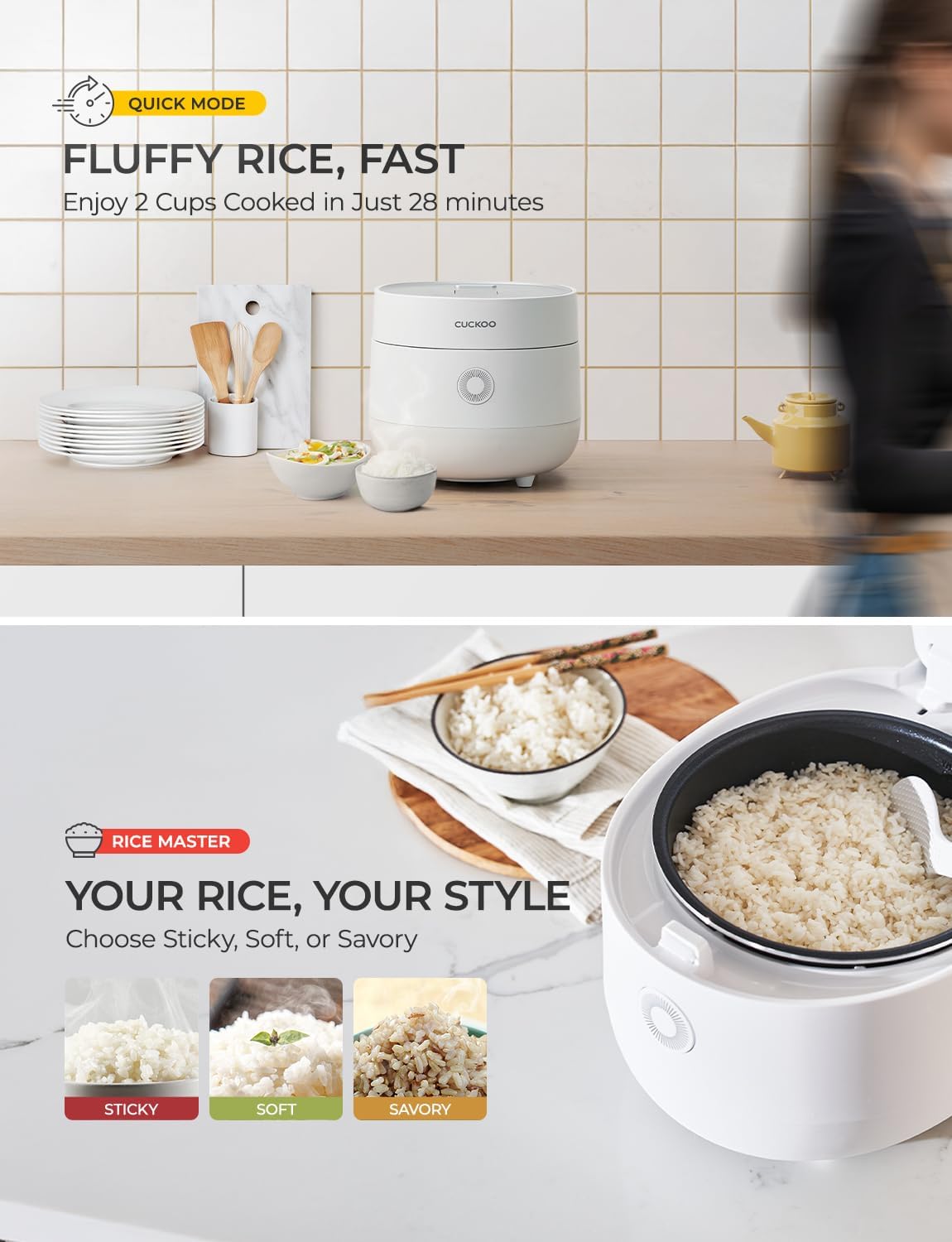 CUCKOO Micom Rice Cooker 6-Cup Uncooked / 12-Cup Cooked with Nonstick Inner Pot, Versatile Rice Maker with 9 Menu Options, Fuzzy Logic Technology, Auto Clean, Quick Rice Mode, White (CR-0675FW)