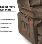 MCombo Zero Gravity Power Recliner Chair with Heat and Vibration Massage, Reclining Chair with USB Ports for Living Room, Fabric R6233 (Brown)