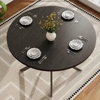 Vantic 47" Round Dining Table for 4-6 People, Modern Wood Kitchen Table for Small Space, Circle Dining Table with Metal Base for Kitchen & Living Room, Black