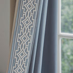 Ivory Cream Cotton Blend Curtain Panels with Trim Design, Pinch Pleat Curtains, Blackout Curtains for Sliding Patio Doors Bedroom (Set of 2) (52W x 96L)