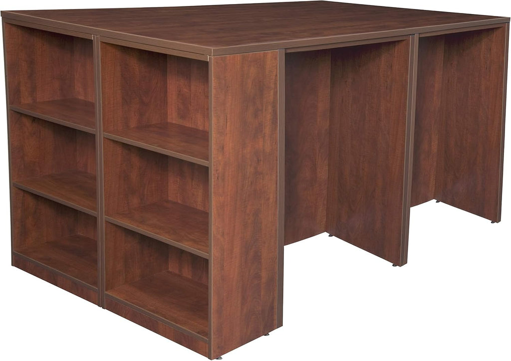 Regency Legacy Stand Up 2 Storage Cabinet/ 2 Desk Quad with Bookcase End- Cherry