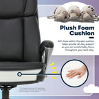 Serta Fairbanks Big and Tall Executive Office Chair - Ergonomic High Back Computer Desk Chair with Lumbar Support, Memory Foam Seat Cushion, Padded Armrests, Bonded Leather, 350 lb Capacity - Black
