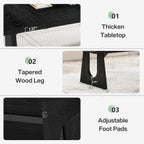 Tribesigns 70.86-Inch Executive Desk, Large Black Computer Office Desk with Wooden Legs, Modern Simple Style Rectangle Writing Table, Workstation or Business Table for Home Office (Black)