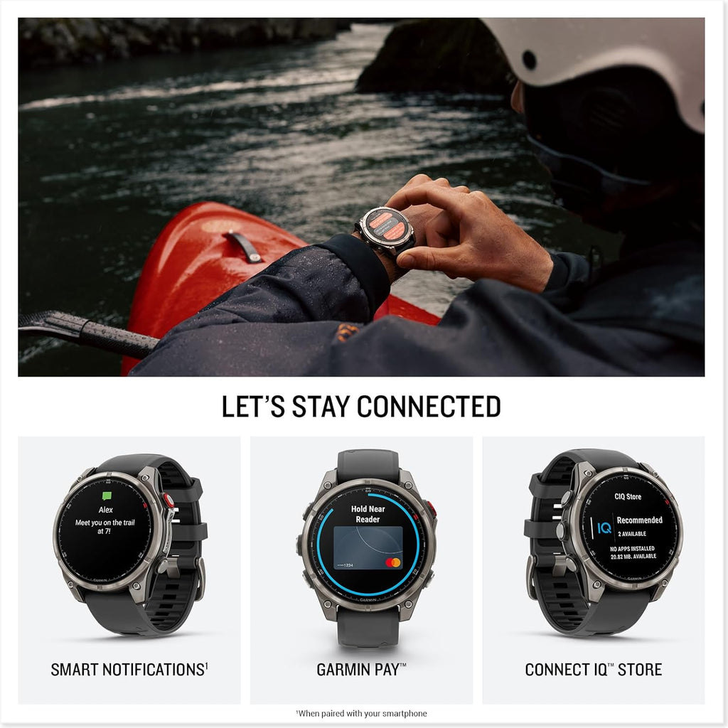 Garmin fēnix® 8 Pro  51mm  AMOLED Display  Premium Connected Multisport GPS Smartwatch  inReach® Technology  Sapphire  Titanium with Graphite/Black Silicone Band