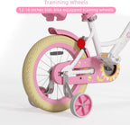 Glaf Toddler Girls Bike for Age 2-9 Years Old 12 14 16 Inch Girls Bike with Training Wheels and Doll Seat Kids Bike Bicycle with Basket Adjustable Seat