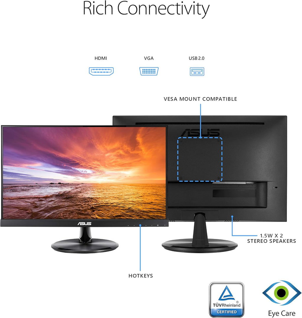 ASUS VT229H 21.5" Monitor 1080P IPS 10-Point Touch Eye Care with HDMI VGA  Black