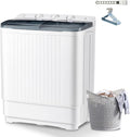 Sportpulse Portable Washing Machine with Time Control, Mini Twin Tub 32lbs Capacity Laundry, 20lbs Washer & 12lbs Spinner, ideal for Camping, Apartments, RV (Black, 32lbs)