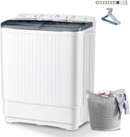Sportpulse Portable Washing Machine with Time Control, Mini Twin Tub 32lbs Capacity Laundry, 20lbs Washer & 12lbs Spinner, ideal for Camping, Apartments, RV (Black, 32lbs)