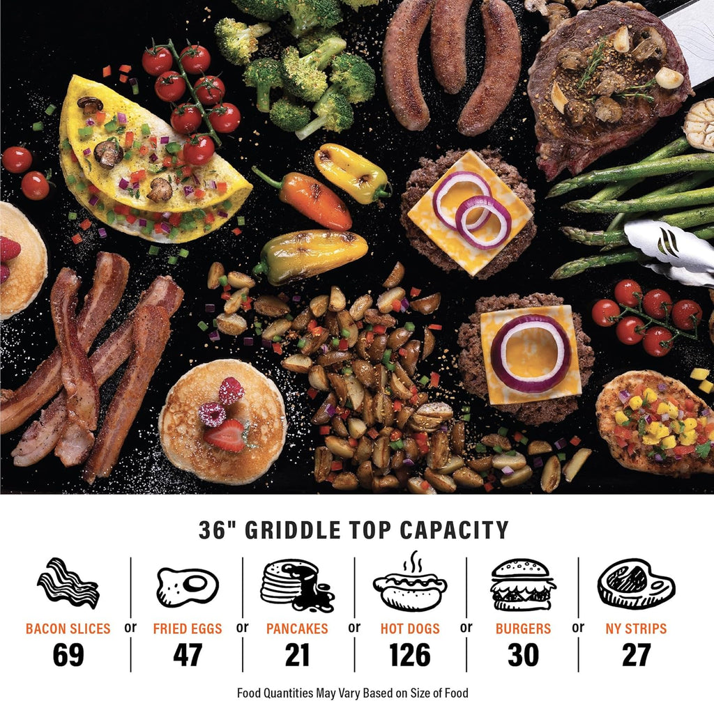 Blackstone 1554 36” Omnivore Griddle with Folding Side Shelves  Powder Coated Steel  Black