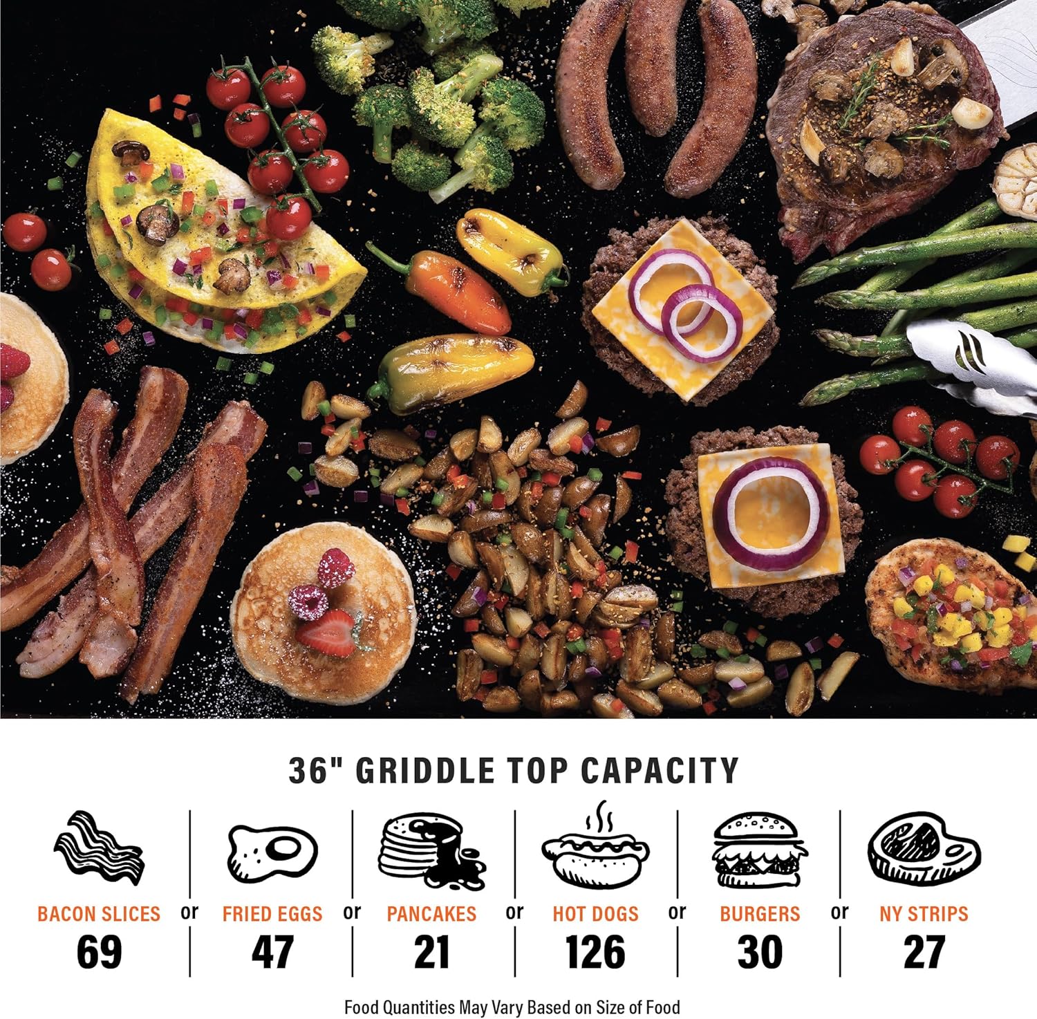 Blackstone 1554 36” Omnivore Griddle with Folding Side Shelves  Powder Coated Steel  Black
