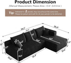 95" Cloud Sectional Couch with L-Shape Chaise, Modern Cloud Couch with Deep Seat, Modular Sectional Couches for Living Room, Apartment, Office, No Assembly Required