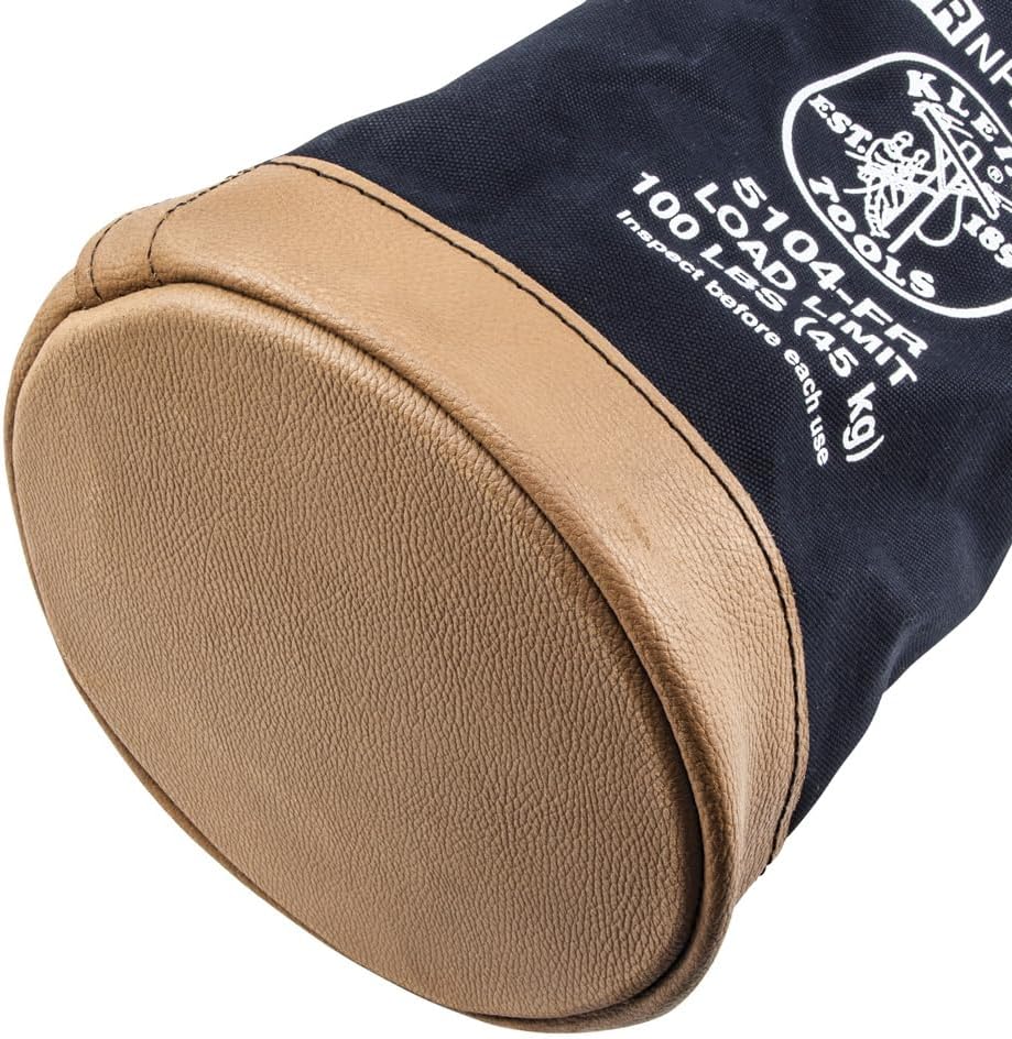 Klein Tools 5104FR Canvas Bucket, Flame-Resistant Tool Bucket Made of No. 4 Canvas, with Double-Reinforced Bottom, 100-Pound Load Rated